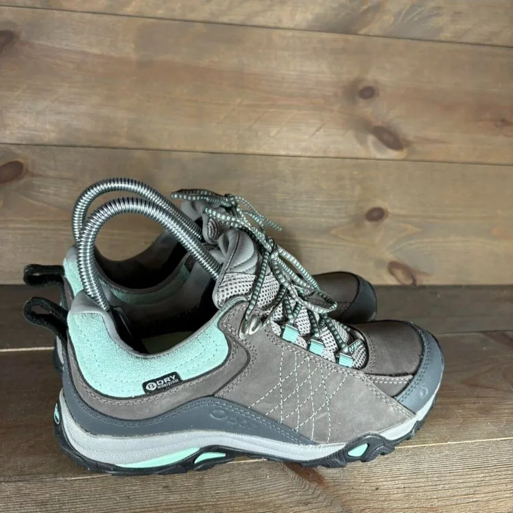 oboz sapphire low womens size 6 shoes gray leather waterproof hiking sneakers